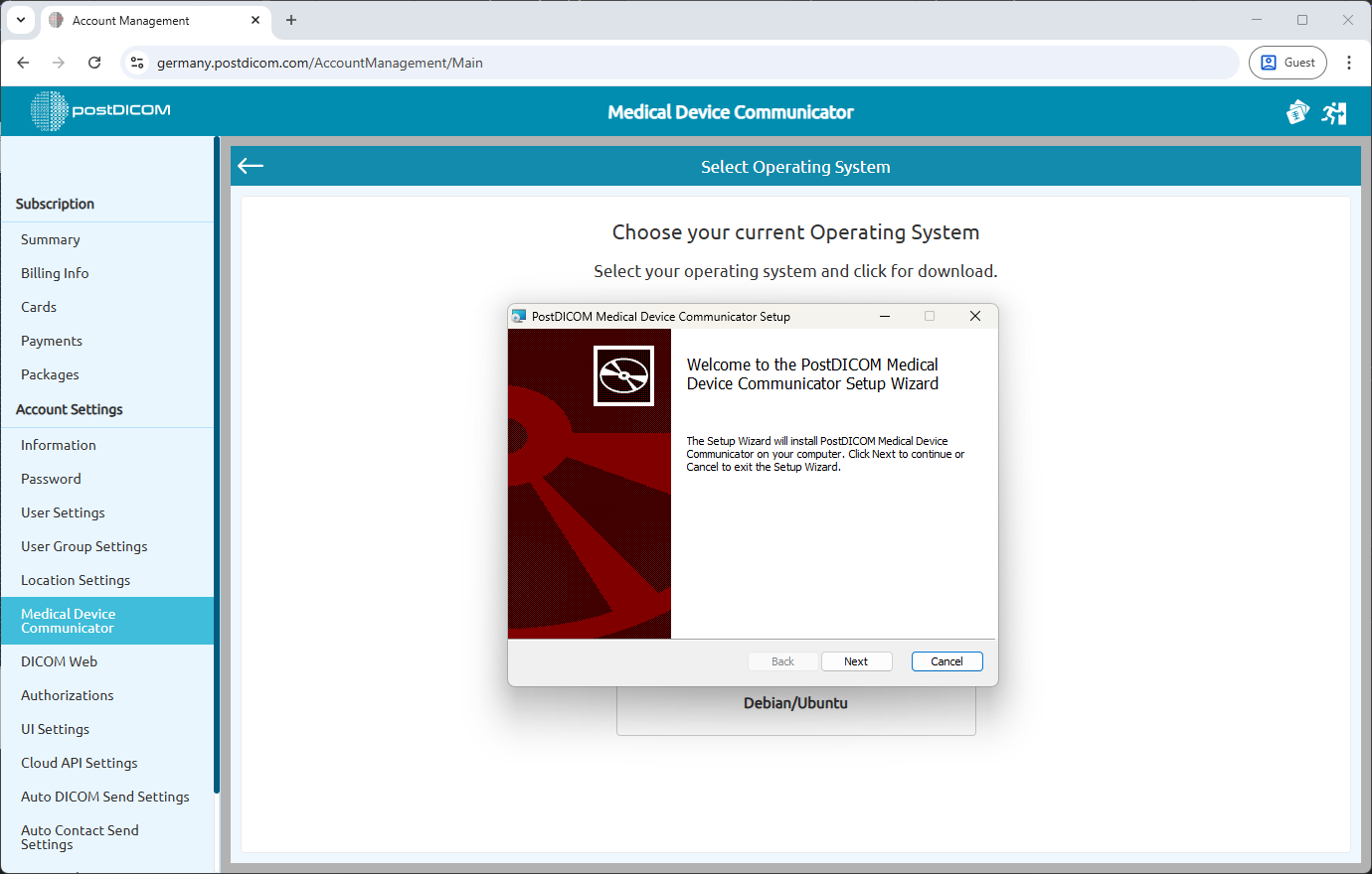 Create, Download and Install Medical Device Communicator (MeDiC) for Windows